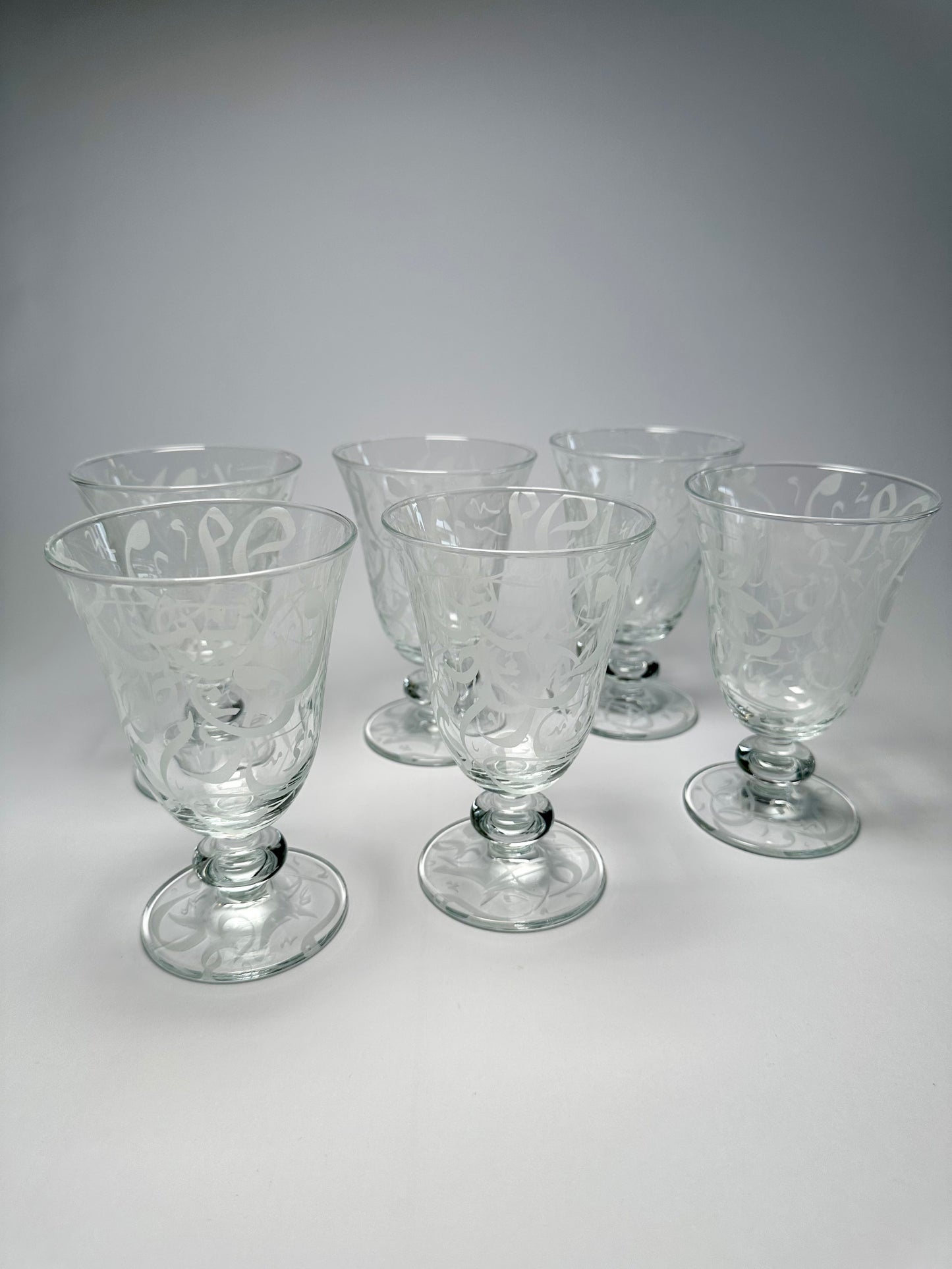 Calligraphy Glass cups set of 6