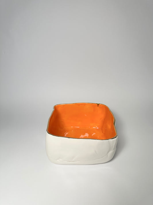 2 Tone Square bowl White/Orange