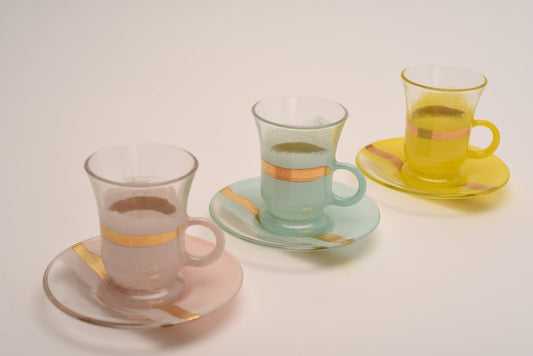 Tea Cups with Gold Rim - Set of 6